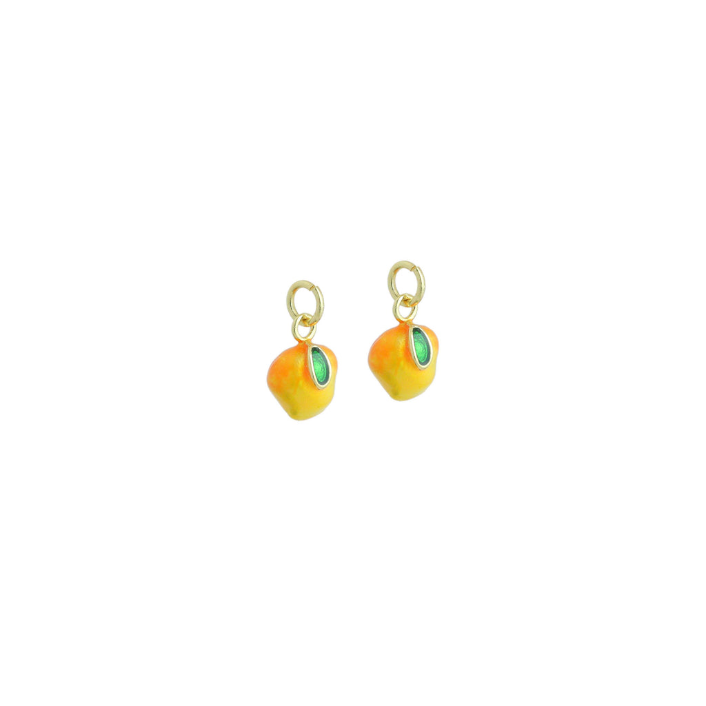 Yellow Orange Enamel Mango Gold Charm Pendant,Sku#LX848