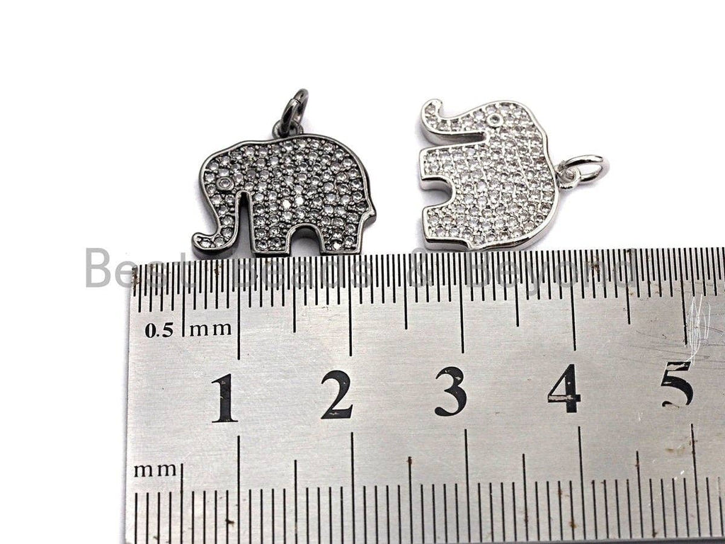 CZ Micro Pave Elephant Shaped Pendant/Charm, Cubic Zirconia Pendant Charm,17x15mm,sku#Z533