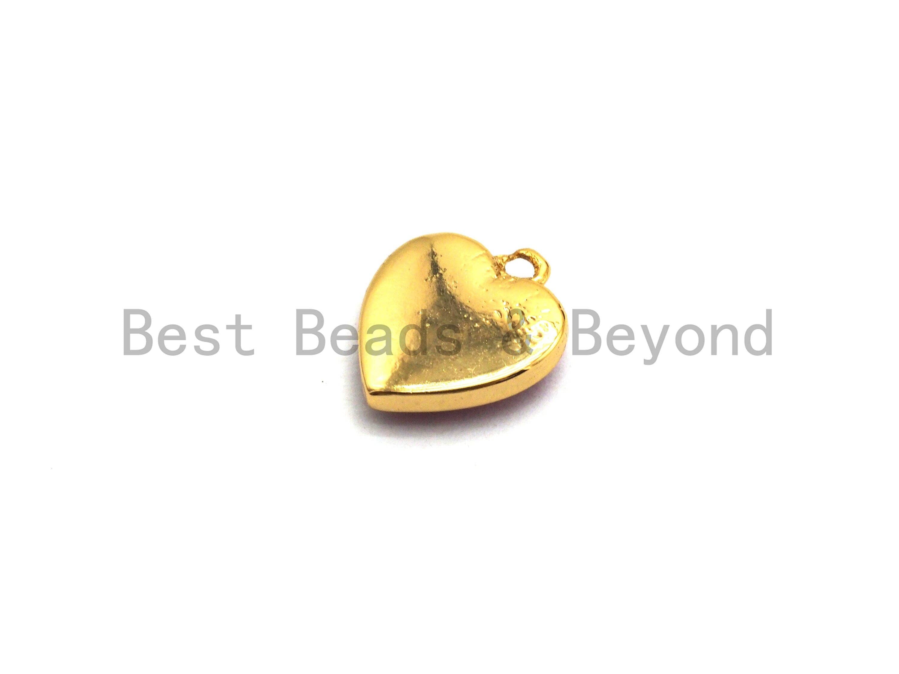 100% Natural HOT PINK Color Heart Shape Pendant in Gold/Silver Finish, Fuchsia pink Shell, pink heart Charm, 10x12mm,SKU#Z315