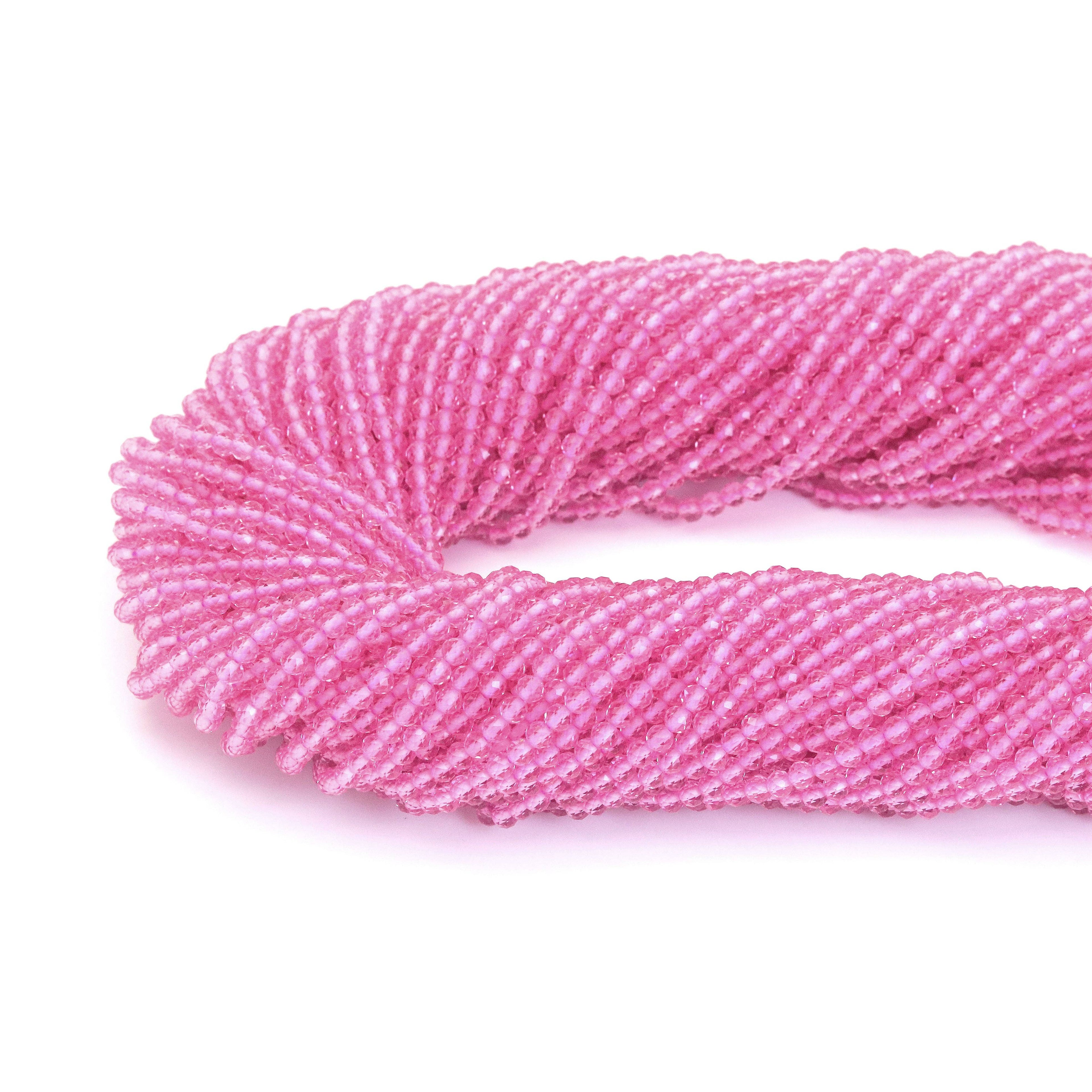 3mm Pink Crystal Round Faceted Beads, Sku#U1865
