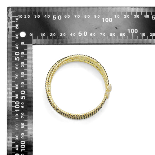Clear Black CZ crossover with round diamond Bracelet, SKU#A272