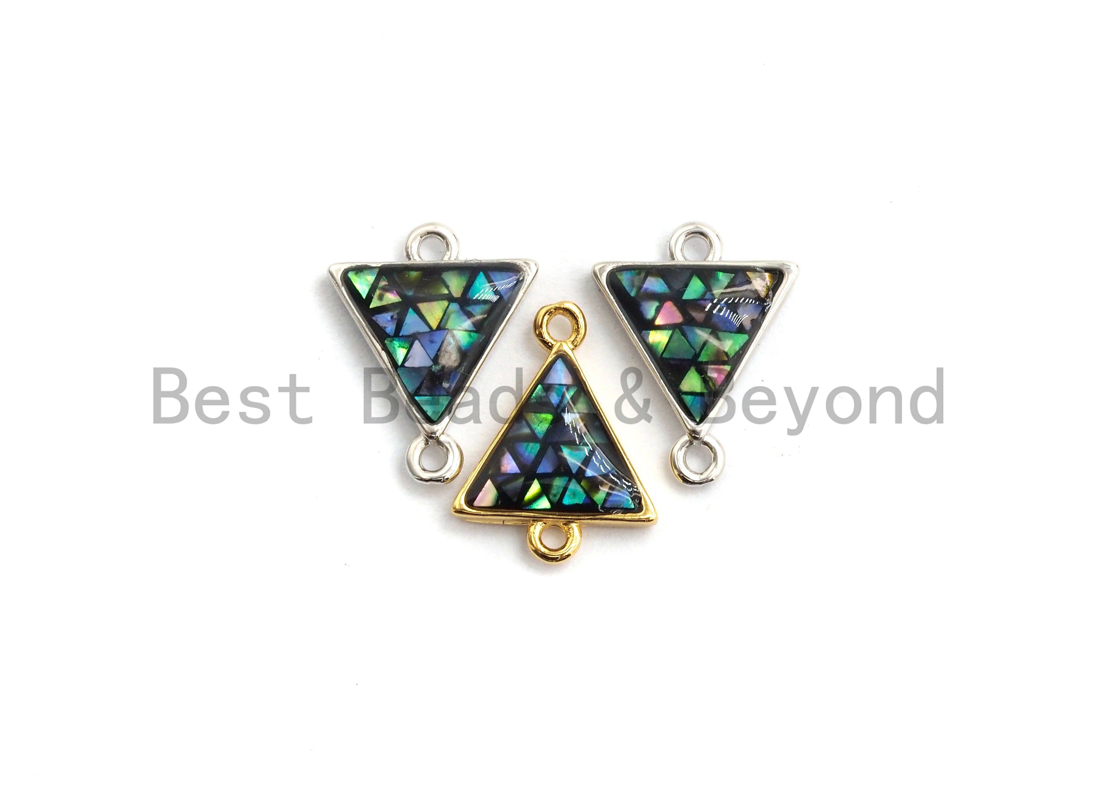 100% Natural Abalone Shell Triangle Connector, Abalone Shell Charm, Shell Connector for Earrings Bracelets Necklace Making, 11x14mm,SKU#Z271