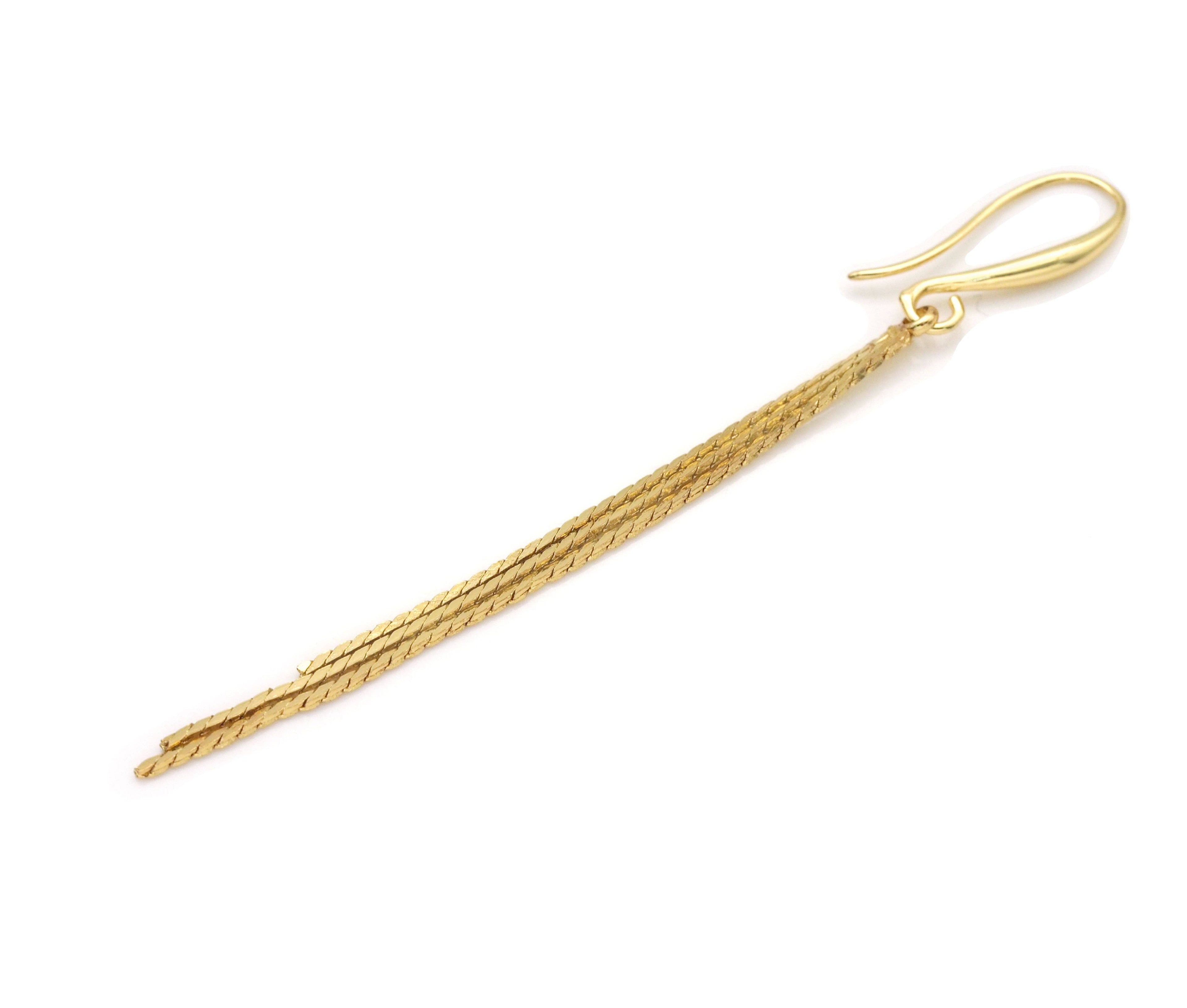 Gold Hook Tassels Earrings, Sku#Y765
