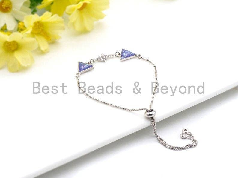 100% Natural Aqua Blue Shell Triangle Connector with Gold/Silver Finish, Blue Shell Connector, Natural Shell Beads, 11x14mm,SKU#Z269