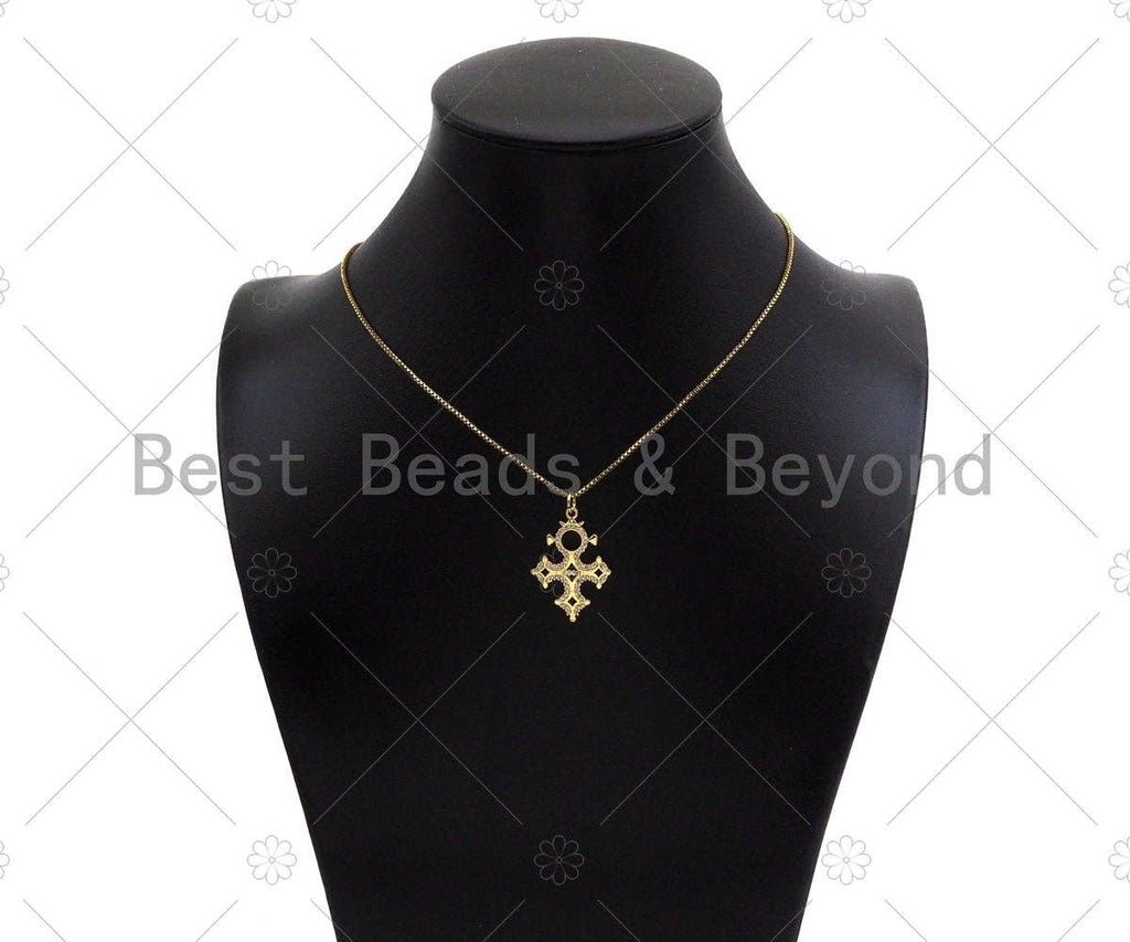 CZ Micro Pave Cross Shape Pendant/Charm,18K Dainty Gold Charm, Necklace Bracelet Charm Pendant,20x28mm,Sku#Z1316