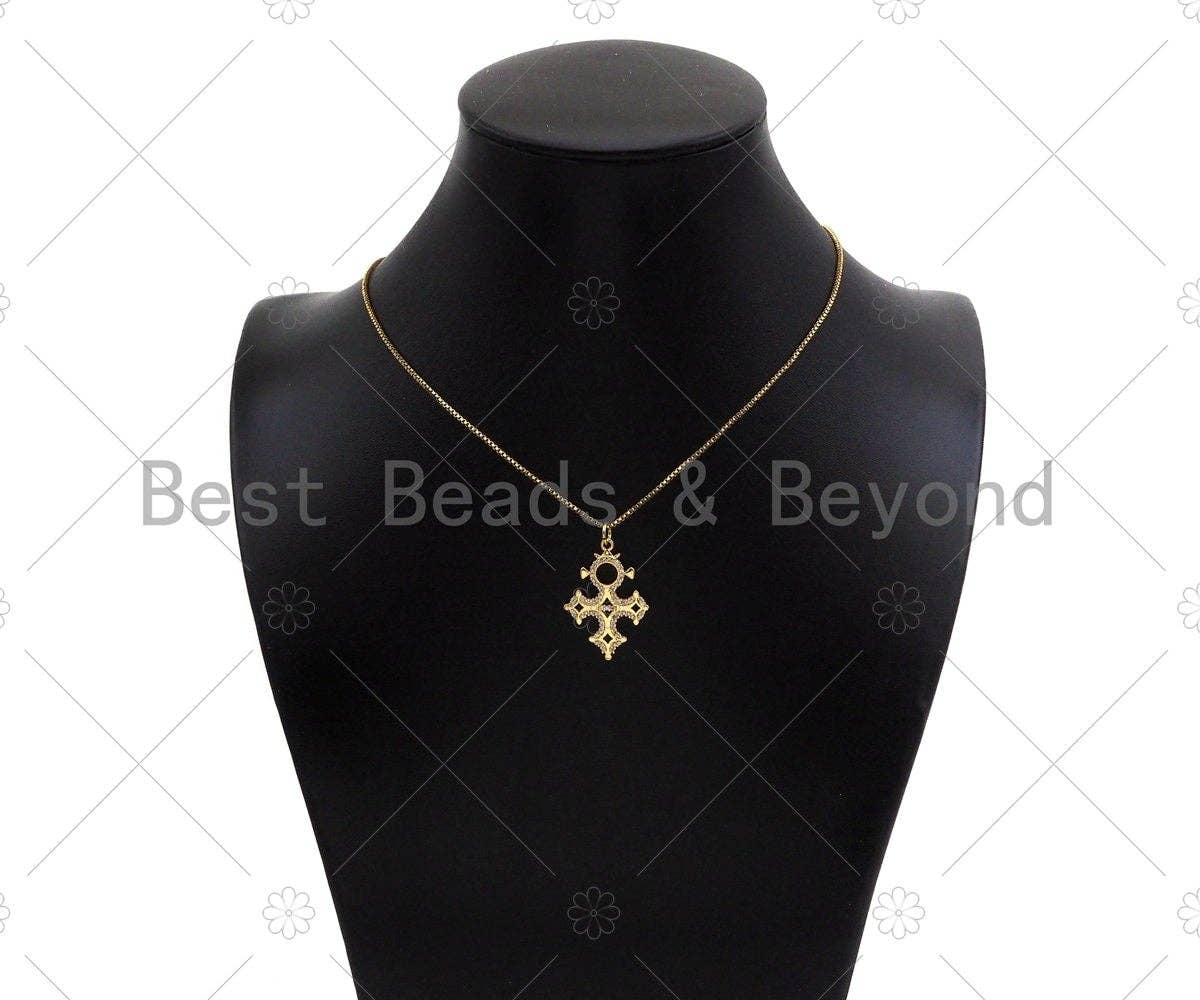 CZ Micro Pave Cross Shape Pendant/Charm,18K Dainty Gold Charm, Necklace Bracelet Charm Pendant,20x28mm,Sku#Z1316