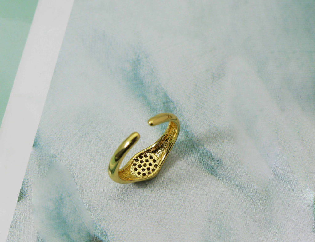 CZ Round Dot Adjustable Ring, Sku#O91
