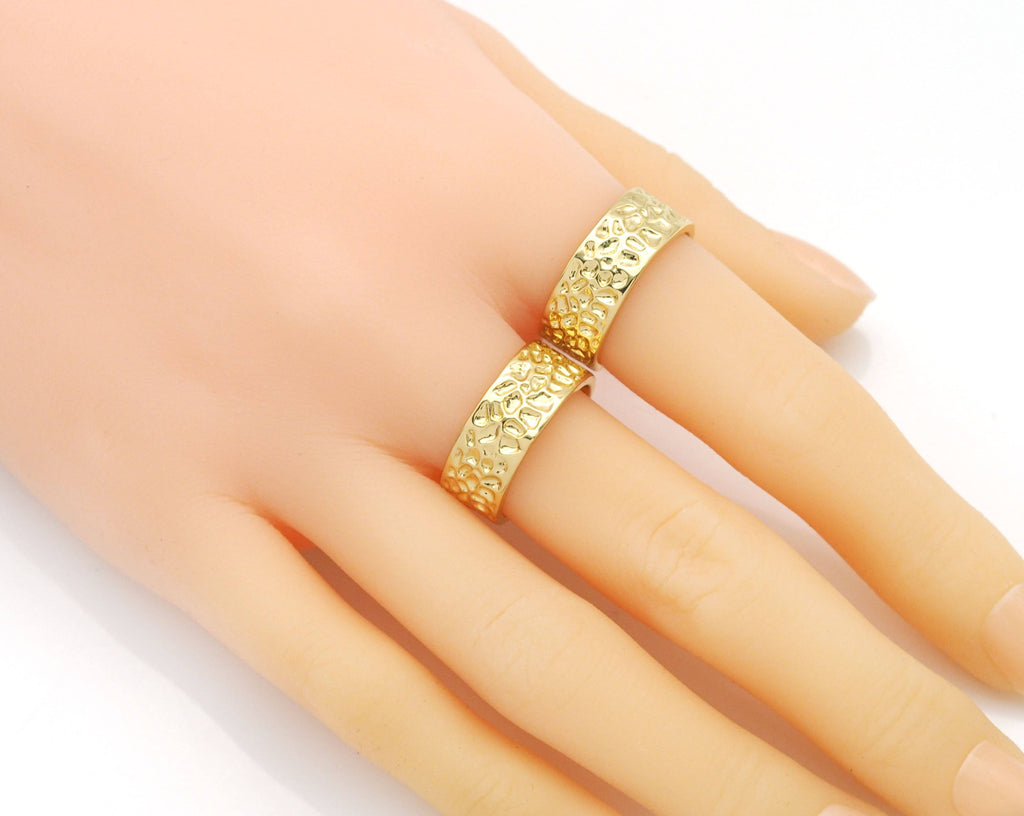 Gold Hammered Band Adjustable Ring, Sku#LX145