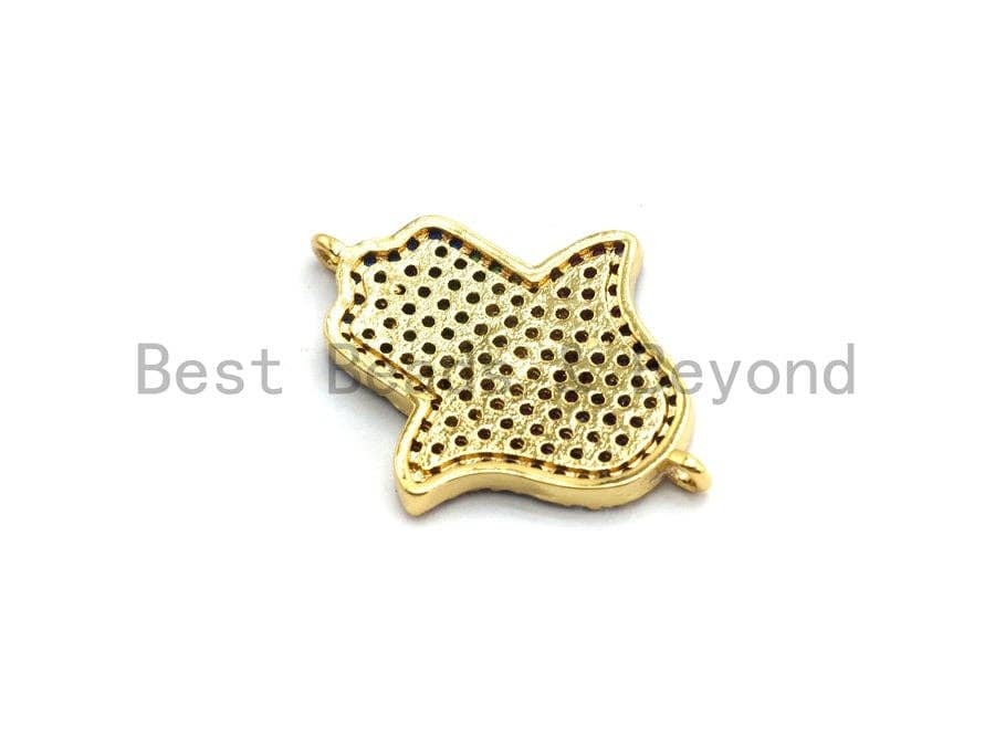 Rainbow CZ Micro Pave Hamsa Hand Connector for Bracelet/Necklace, Hamsa Hand Connector, Spacer Connector, 15x26mm,sku#E440