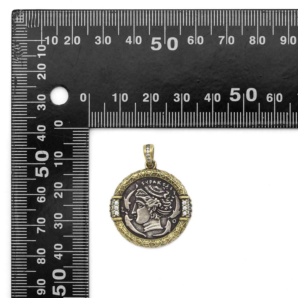 Double-Sided Antique Ancient Greek Coin Charm, Sku#Y886