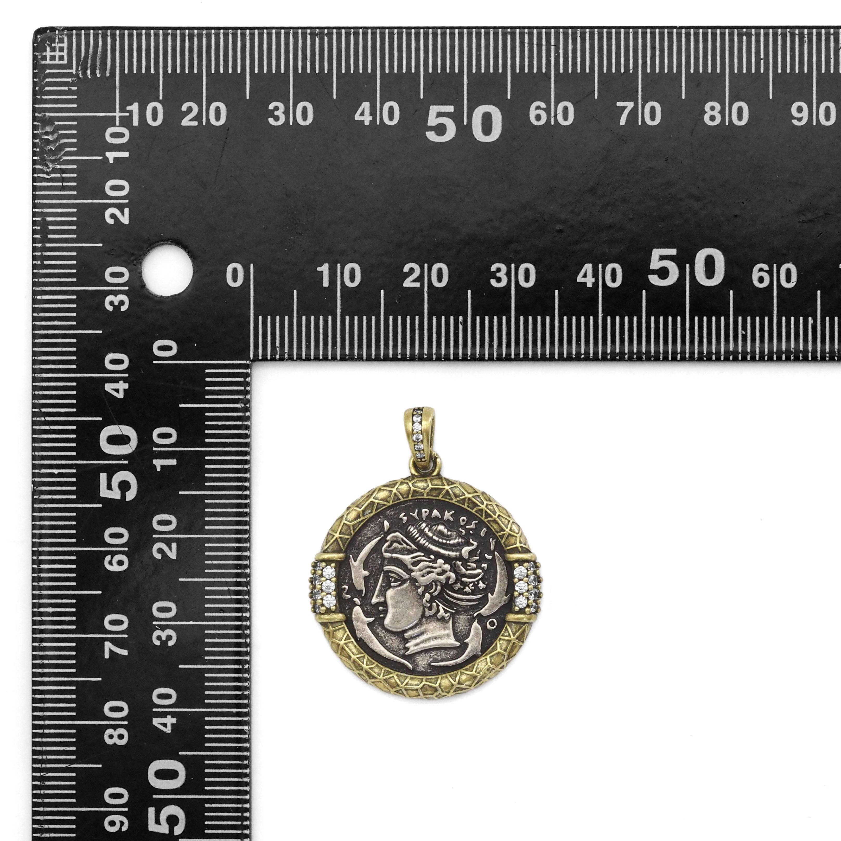 Double-Sided Antique Ancient Greek Coin Charm, Sku#Y886