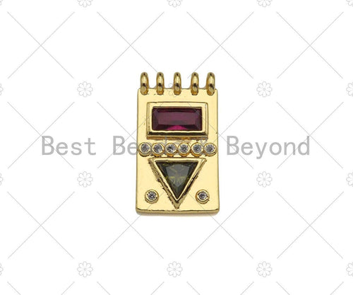 Gold Filled Triangle CZ On Rectangle Shape Pendant,18K Gold Filled Micro Pave CZ Charm, Necklace Bracelet Charm Pendant,13x23mm,Sku#Z1345