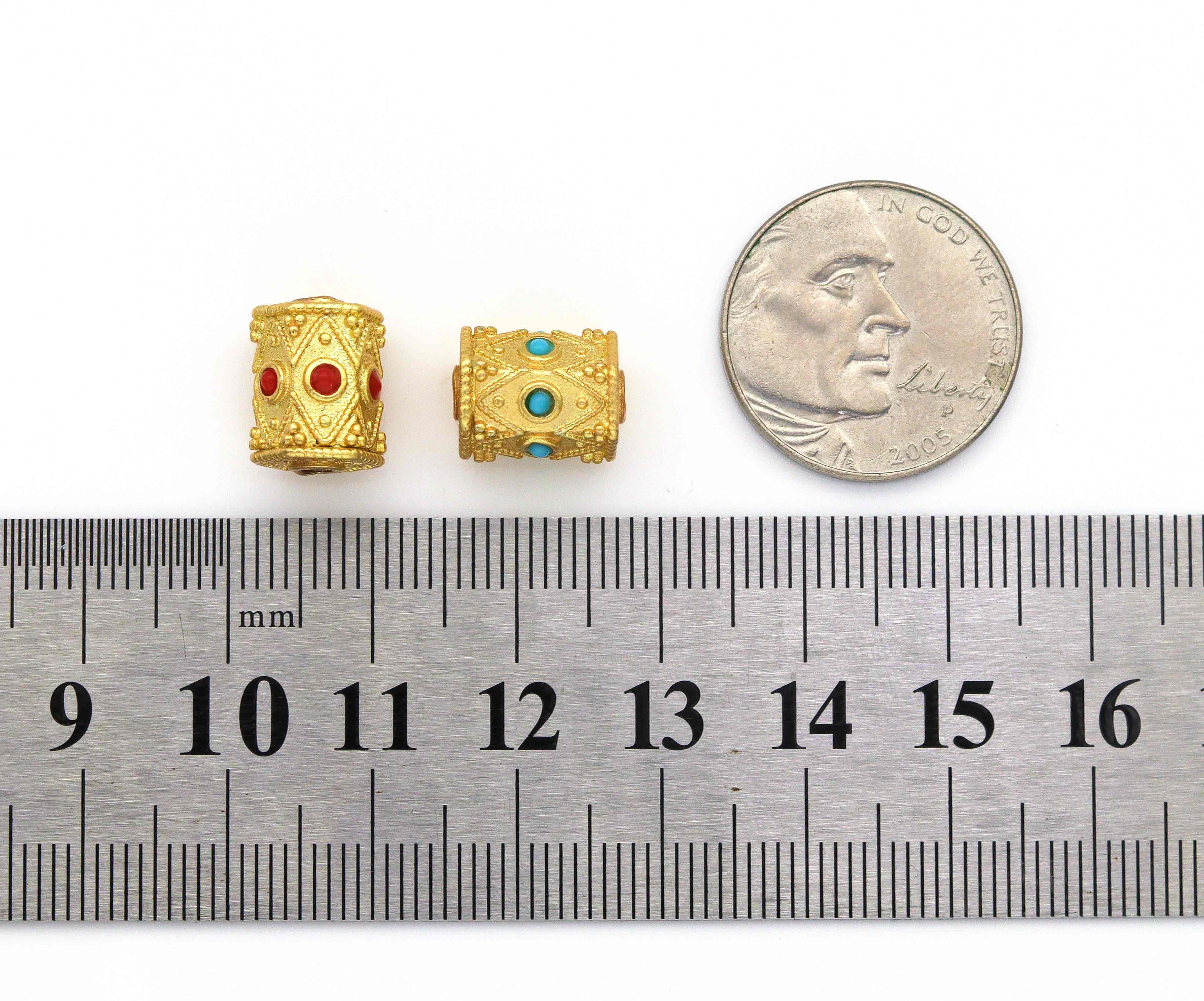 Gold Enamel Hexagon Tube Spacer Beads, Sku#LX61