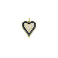Clear CZ Black Enamel Gold Heart Charm Pendant, Sku#Y1023