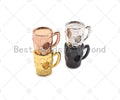 High Polished Coffee Cup Big Hole Spacer Beads, Gold/Silver/Rose Gold/Gunmetal Cup Spacer Beads, Men's Bracelet Charm, 11x9mm,Sku#Y425