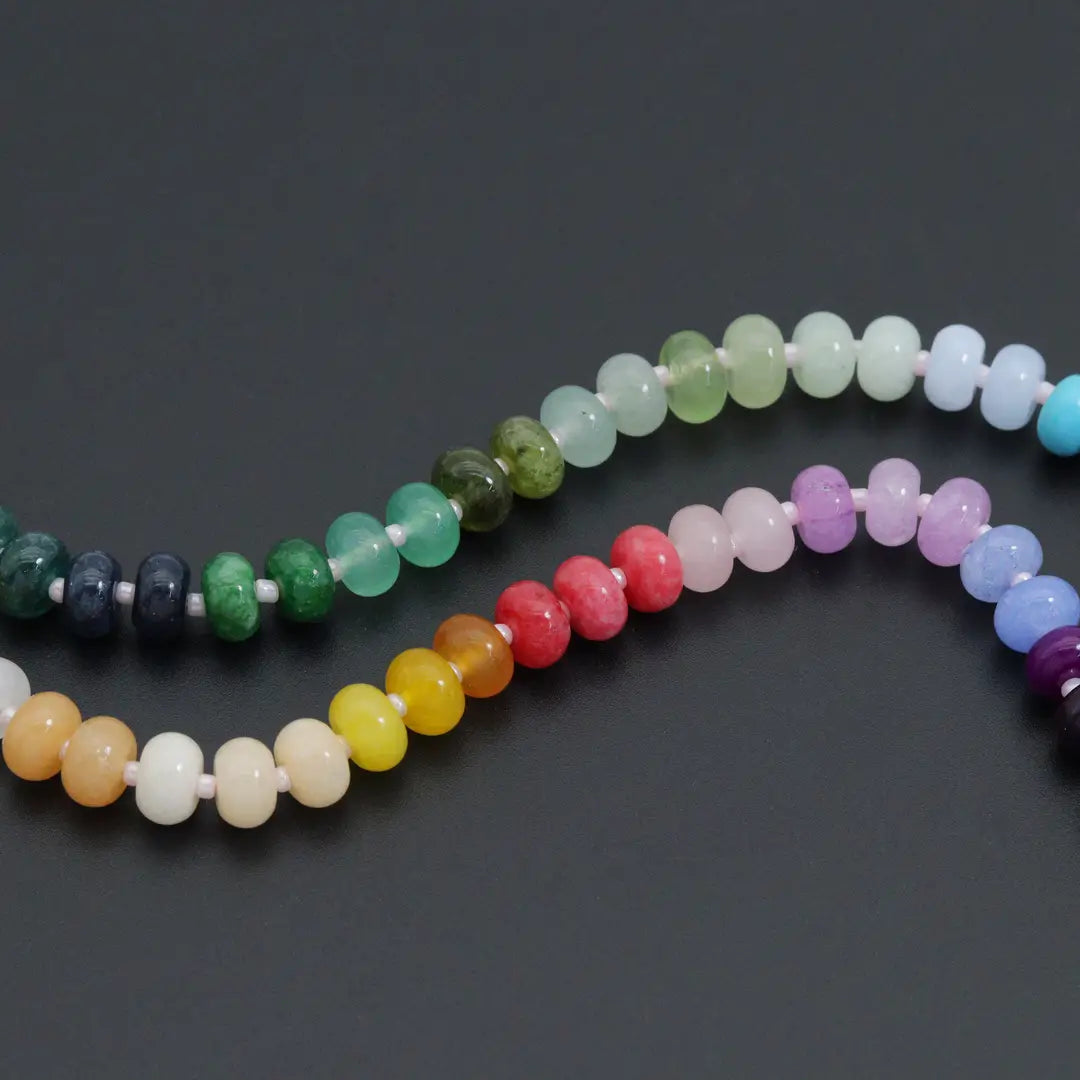 Natural Roundelle Gemstone Rainbow necklace, SKU# EF762