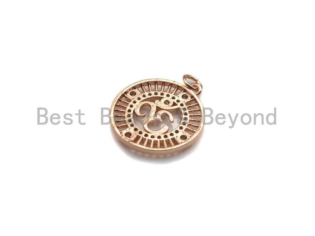 CZ Micro Pave Ohm Sign Charm, Namaste Buddhism Charm, CZ Yoga Charm, 19mm, SKU#Y241
