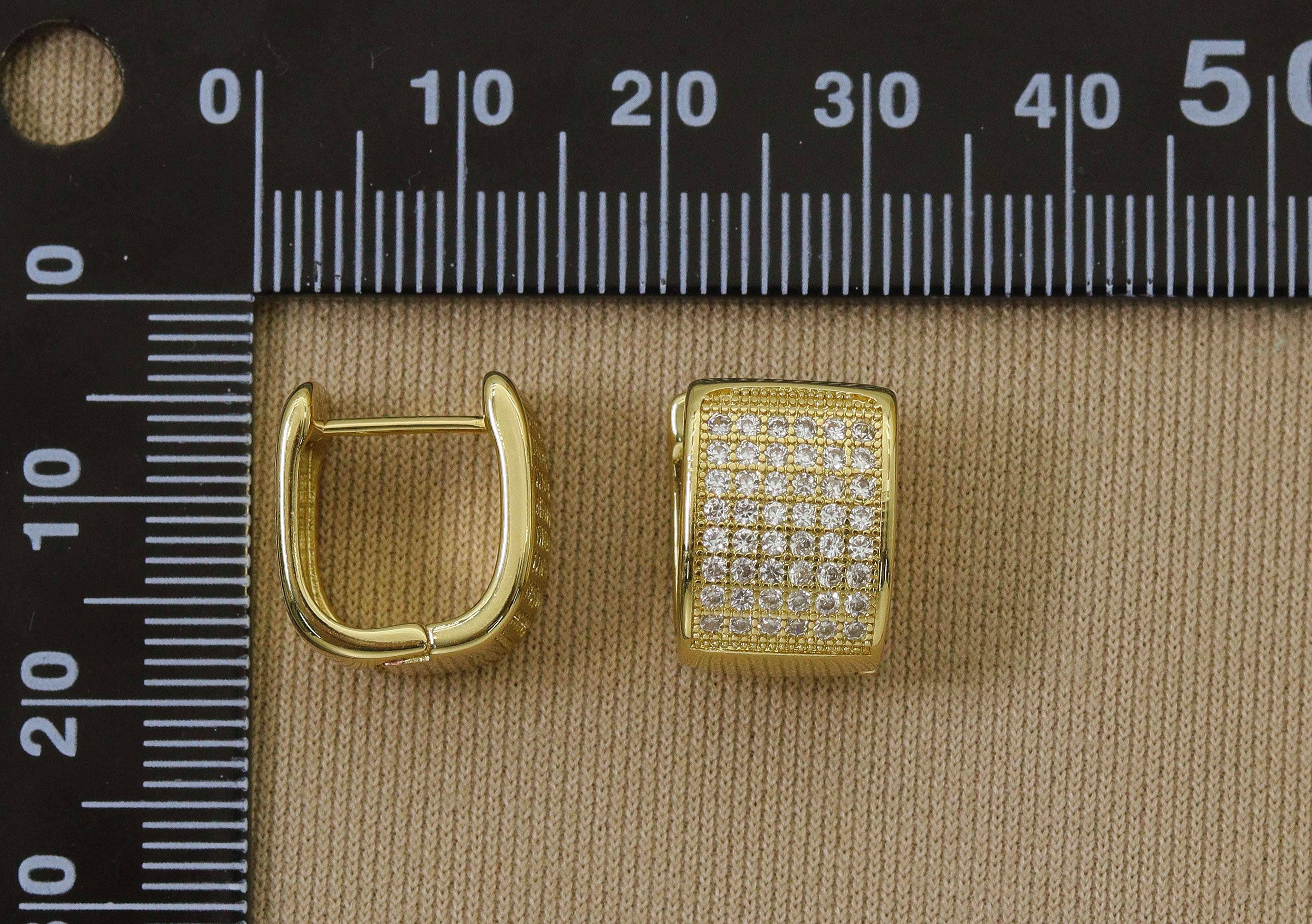 CZ Pave Thick Band Stud Earrings,Sku#Y612