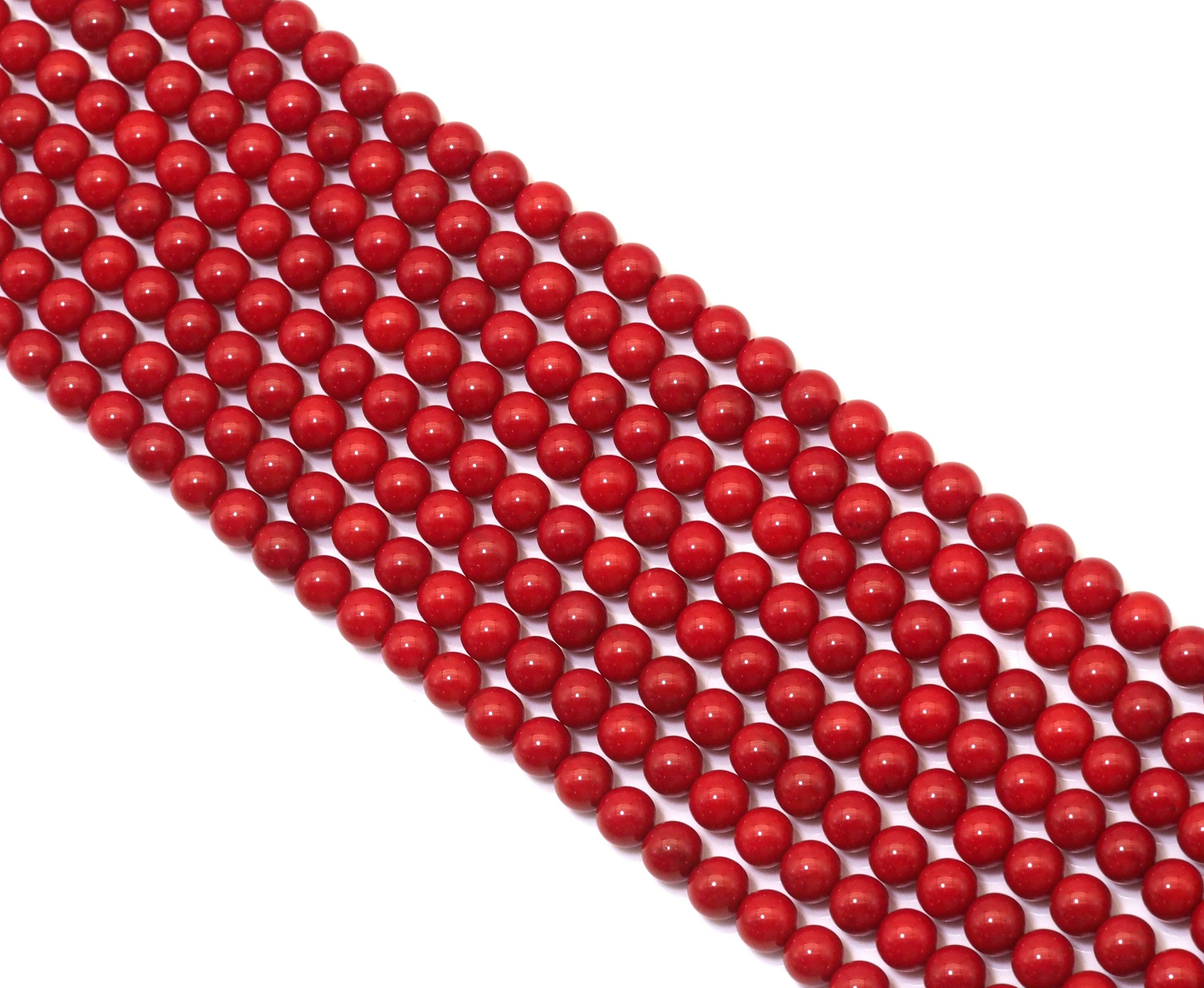 Natural High Quality Red Coral Round Smooth Beads, Sku#U1494