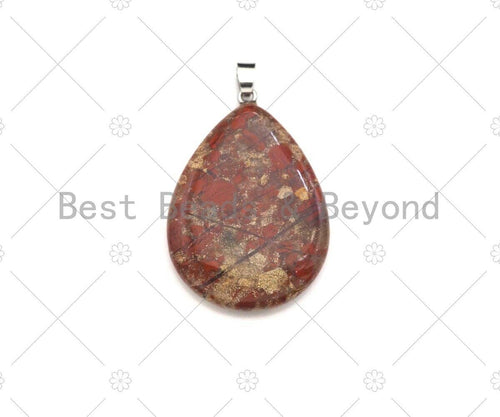 Quality Natural Sodalite/Dentric Opal/Tourmalated Quartz/Red FLower Agate/Ocean Jasper/Rutile Agate Teardrop Pendant,30x40mm,Sku#YK21