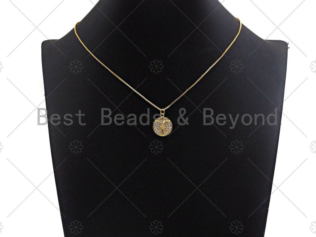 CZ Micro Pave Jesus Cross Round Coin Pendant/Charm, Jesus Charm, Cubic Zirconia Pave Charm, Cross Charm, 16mm, sku#Y296