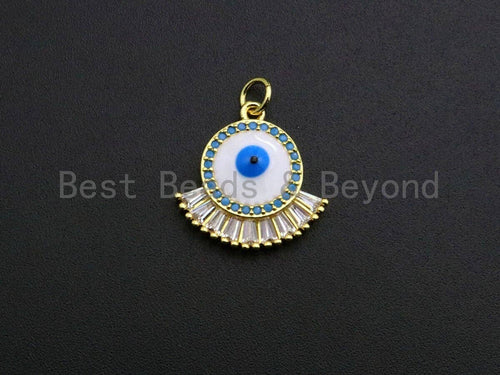 Enamel Colorful Big Evil Eye With eyelash Pendant,CZ Micro Pave Oil Drop pendant,Enamel pendant,Enamel Jewelry,19mm,sku#Z655