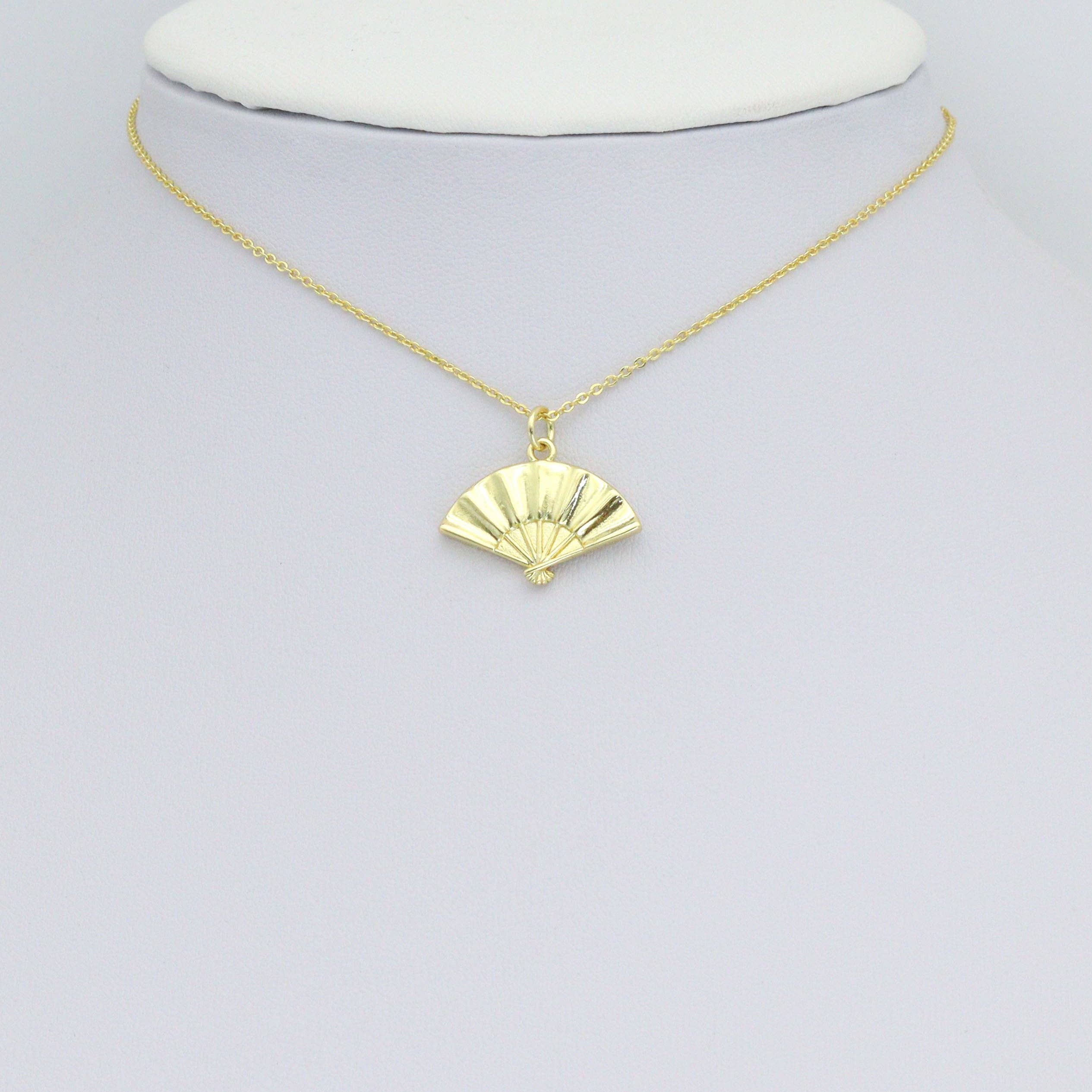 Gold Fan Shape Charm Pendant, Sku#LK1182