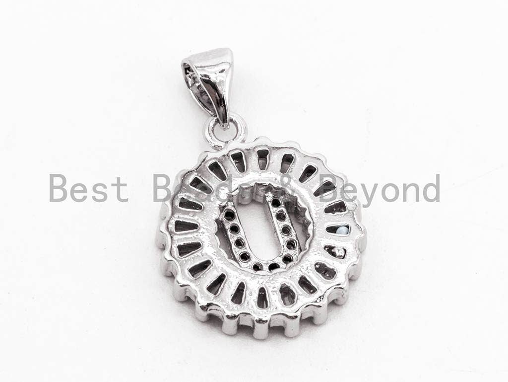 CZ Micro Pave Initial Letter U/ Letter V/Letter W Charm/Pendent,Cubic Zirconia Pave Alphabet  Pendent, Gold/Silver Finish,16x18mm, sku#Z238