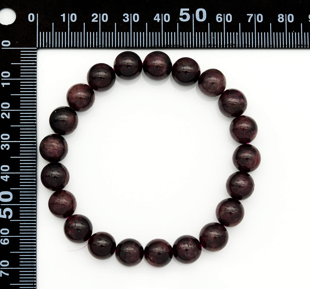 Genuine Garnet Round Smooth Stretchy Bracelet, Sku#EF156