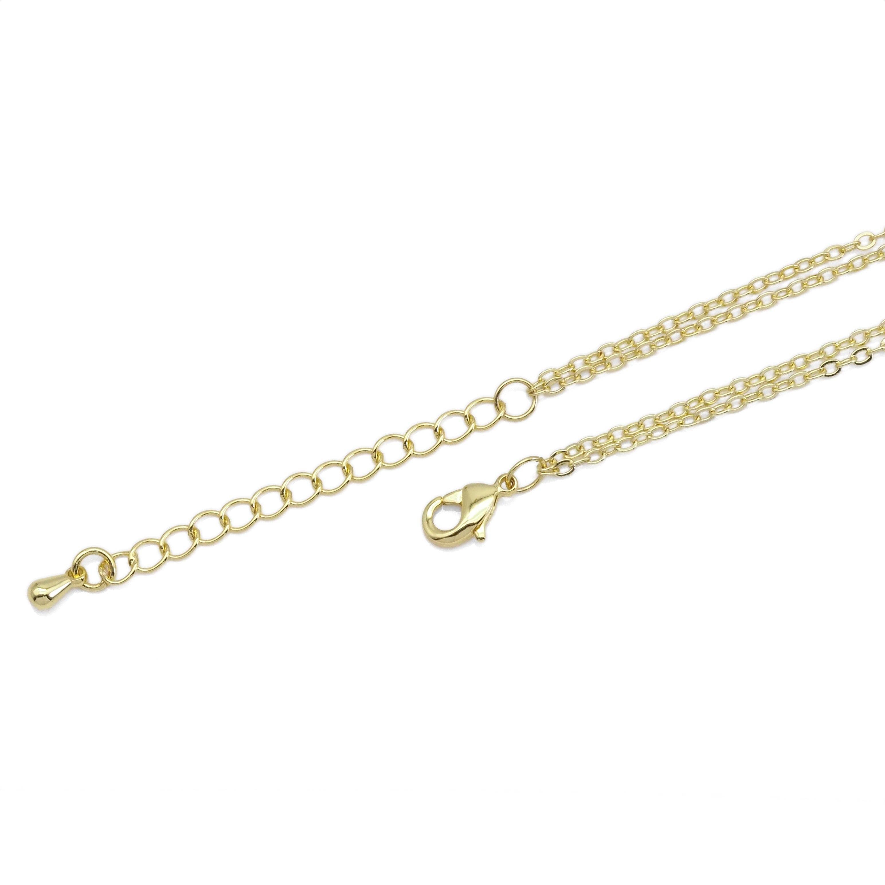 Dainty Gold Round Square Pendant Layering chain Necklace, sku#EF485