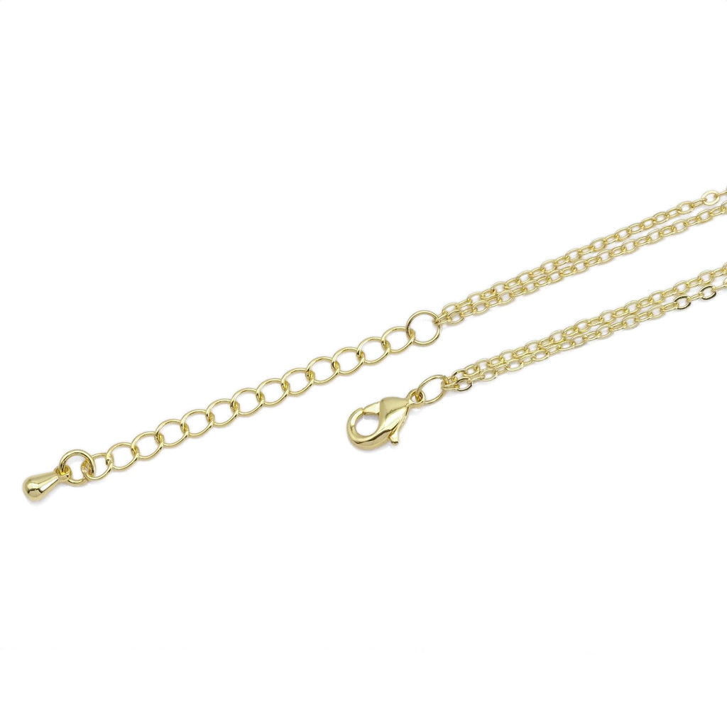 Double Ring Link Bar Layered Necklace, Sku#EF378