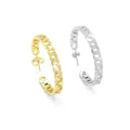 CZ Gold Silver flat cuban Link Hoop Earrings, Sku#LX220
