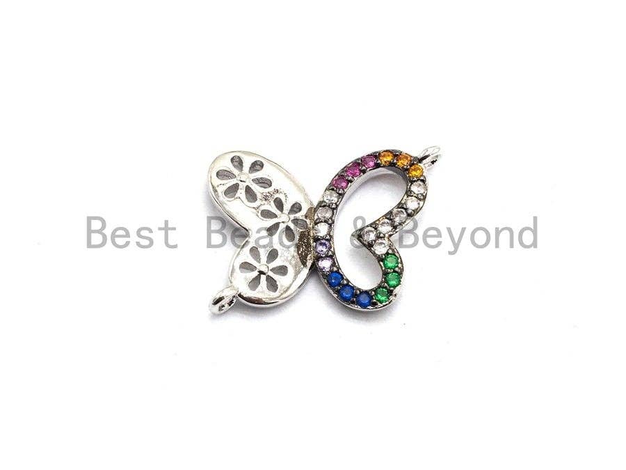CUTE Colorful CZ Micro Pave Butterfly Connector for Bracelet/Necklace, Link Connector, Spacer Connector, 12x15mm,sku#E421