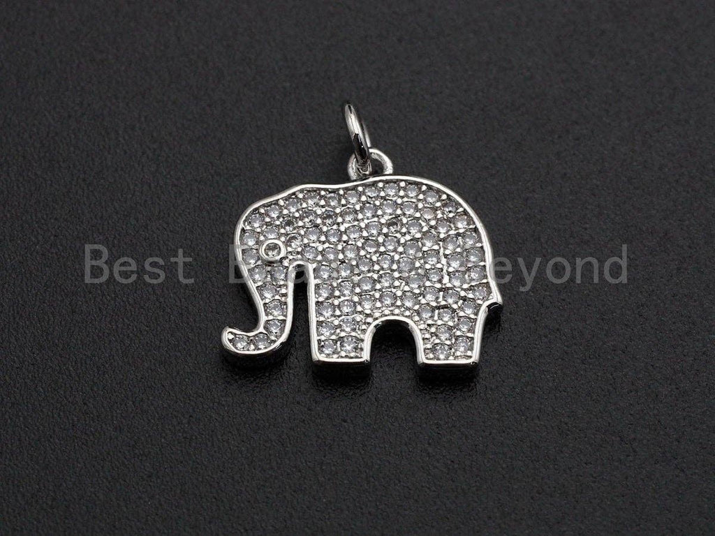 CZ Micro Pave Elephant Shaped Pendant/Charm, Cubic Zirconia Pendant Charm,17x15mm,sku#Z533