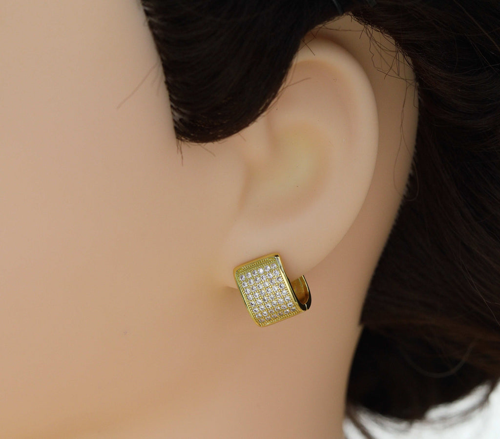 CZ Pave Thick Band Stud Earrings,Sku#Y612