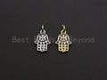 CZ Micro Pave Evil Eye On Hamsa Hand Shaped Pendant/Charm, Cubic Zirconia Pendant Charm,9x13mm,sku#Z563