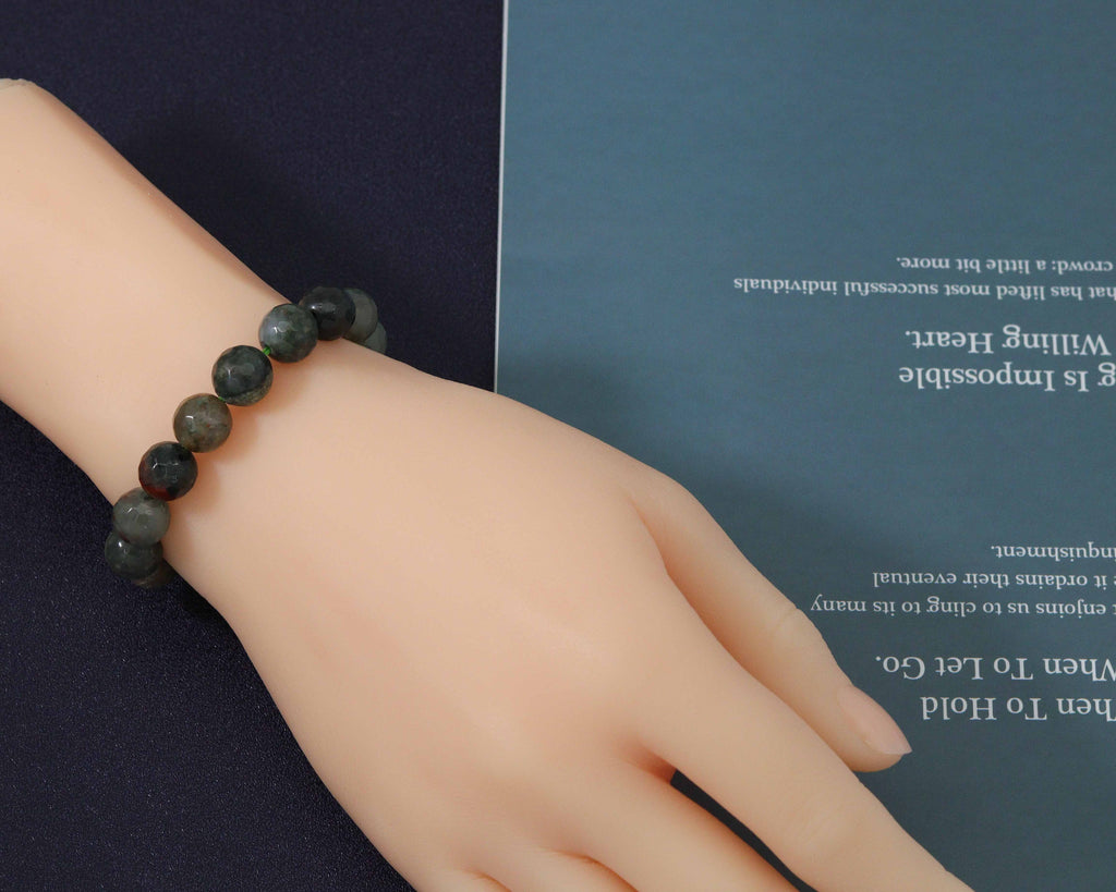 Round Faceted Bloodstone Stretchy Bracelet, Sku#EF112