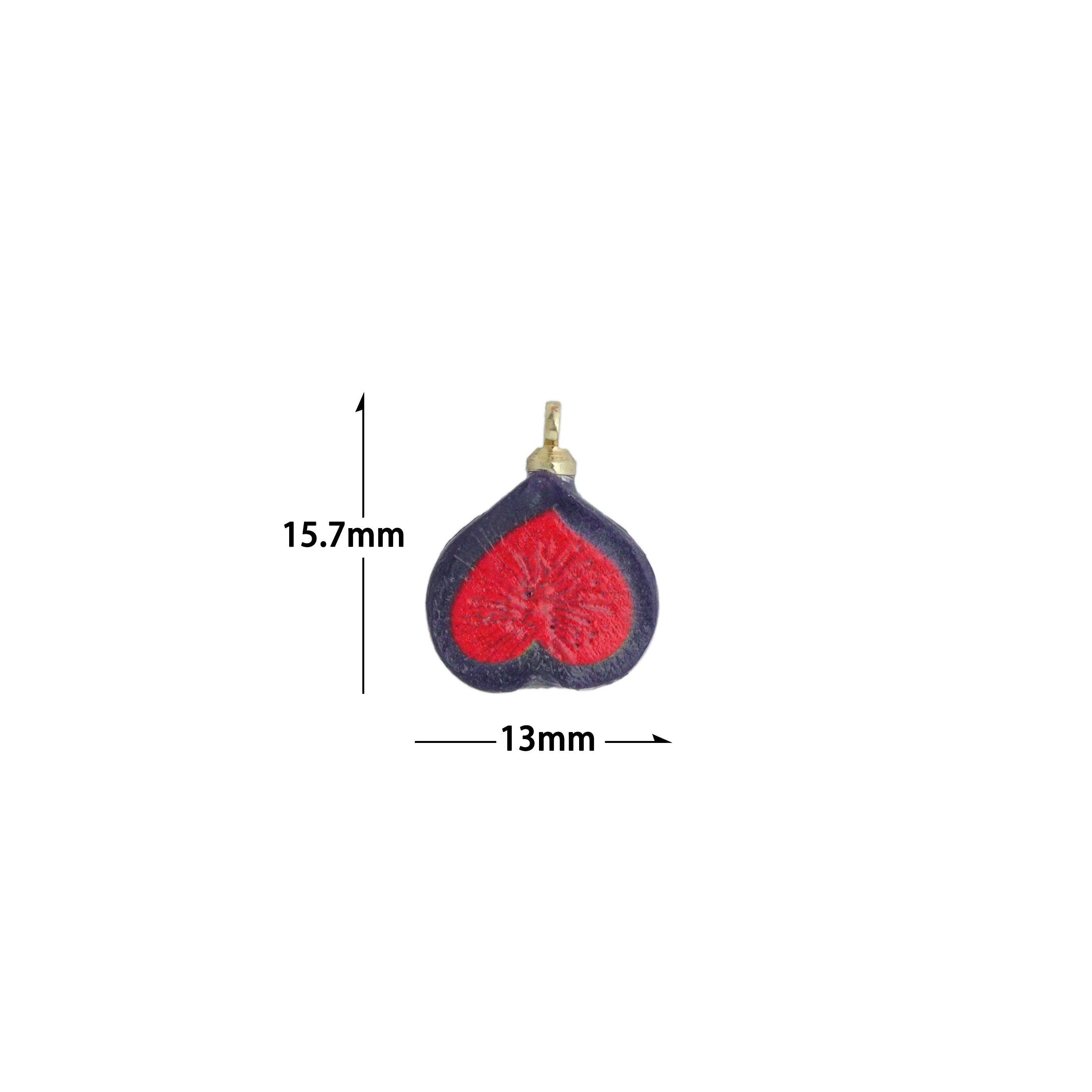 Enamel Gold Half Fig Charm Pendant,Sku#LK1246