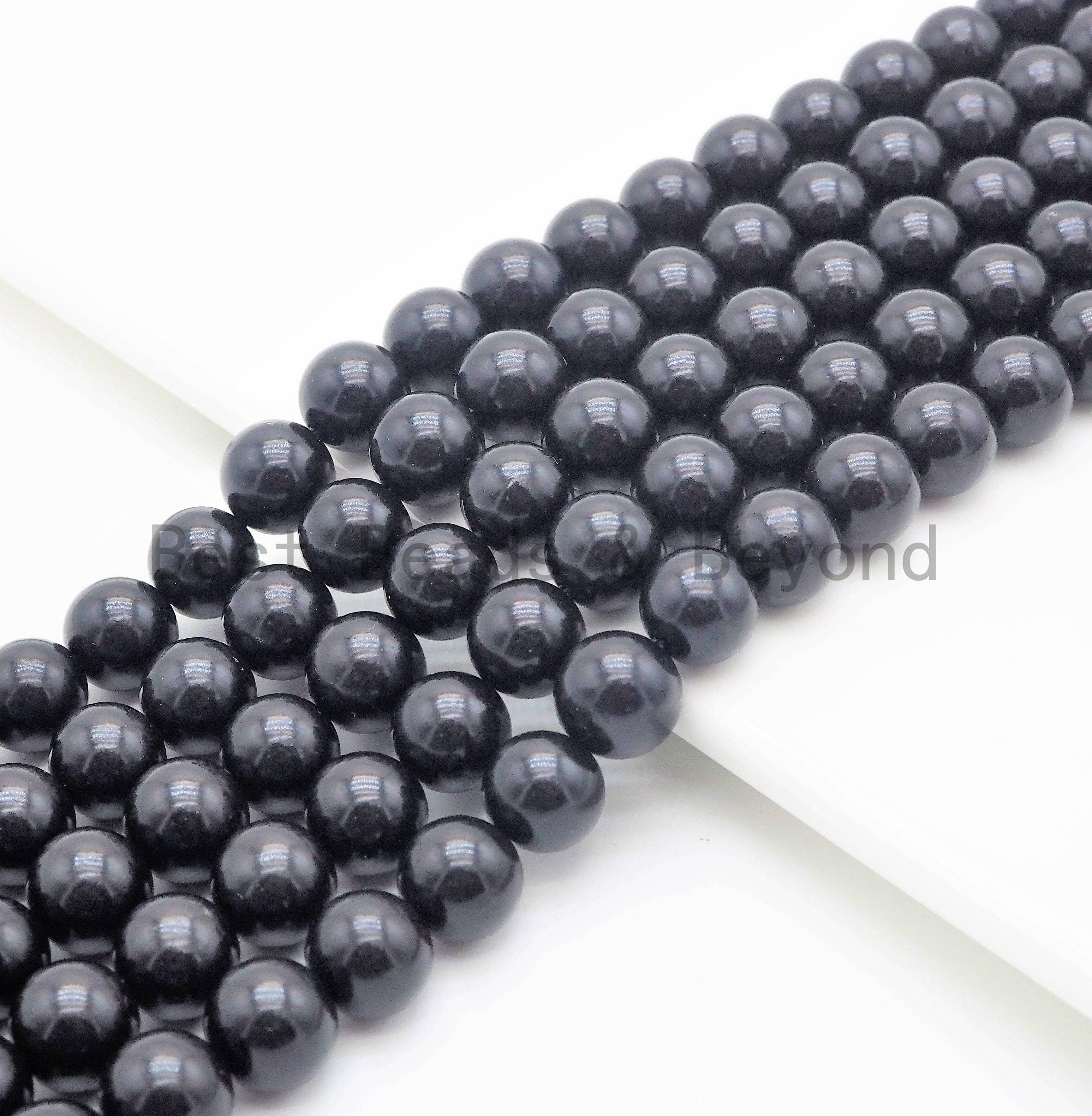 Quality Natural Jet Beads, 4mm/6mm/8mm/10mm/12mm/16mm Black Round Smooth Gemstone Beads, Black Jet Beads, 15.5inch full strand, SKU#U400
