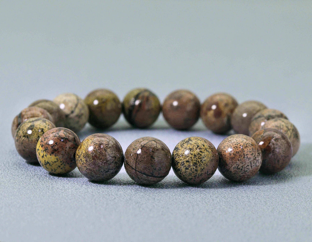 Natural Red Grass Flower Jasper Stretchy Bracelet, Sku#EF146