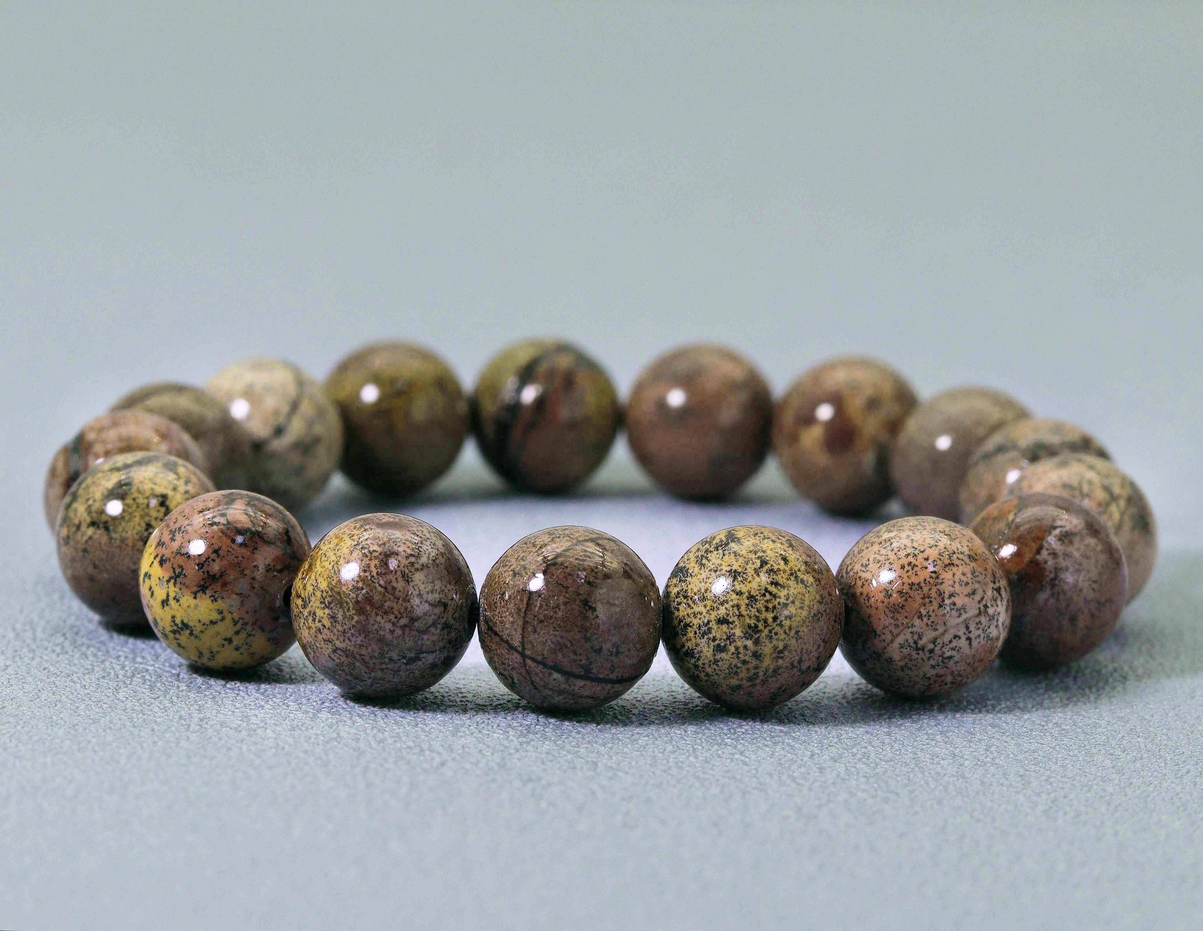 Natural Red Grass Flower Jasper Stretchy Bracelet, Sku#EF146