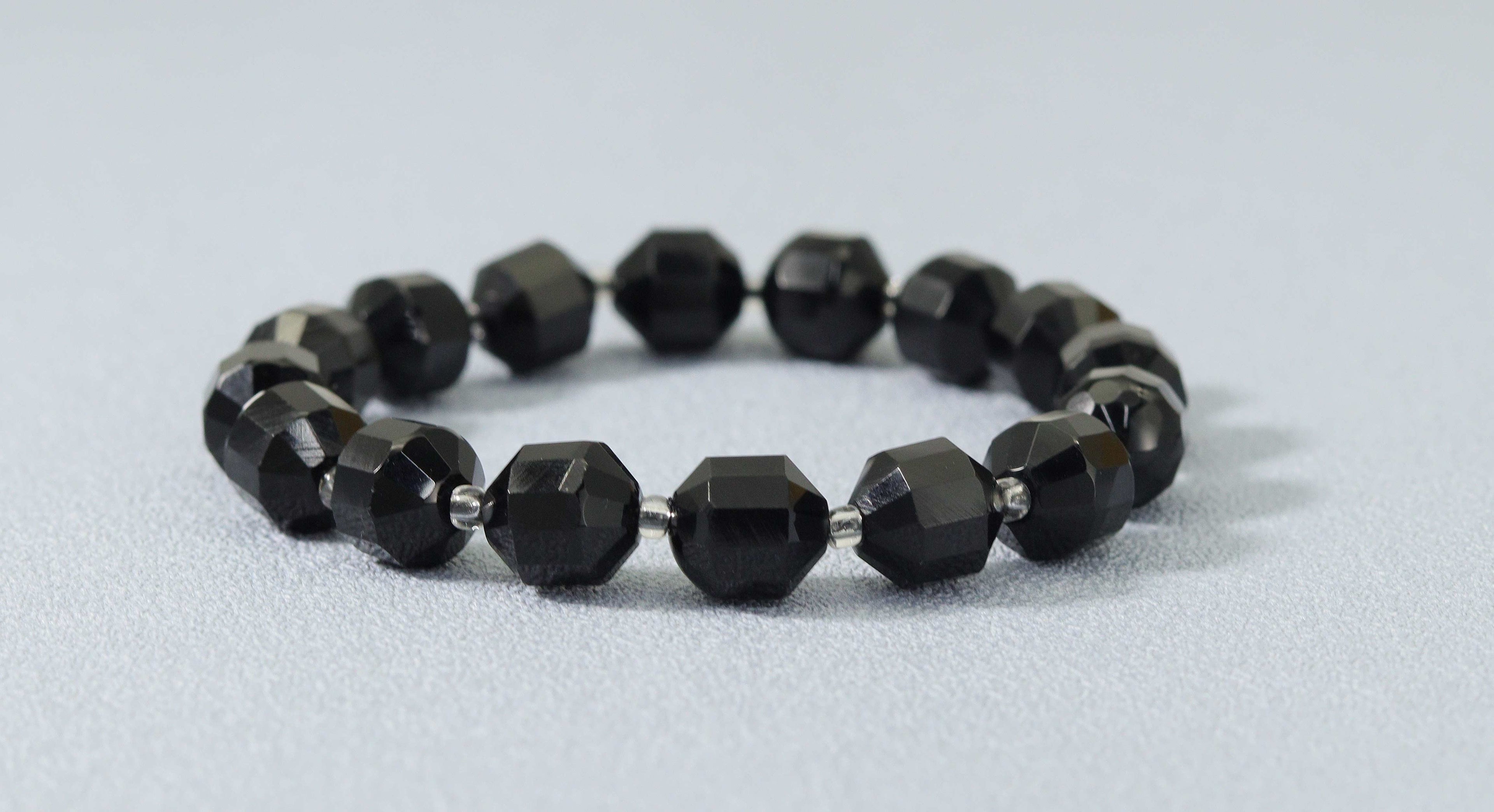 Black Onyx Double Point Stretchy Bracelet, Sku#EF105