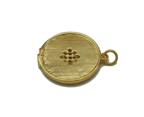 CZ North Star On Round Coin Charm, Sku#Y684