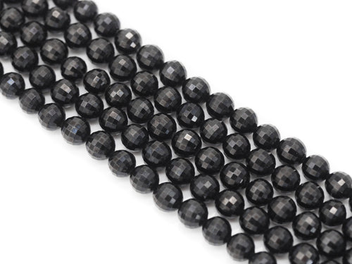Genuine High Quality Watermelon Cut Black Spinel Round Beads, Sku#UA247