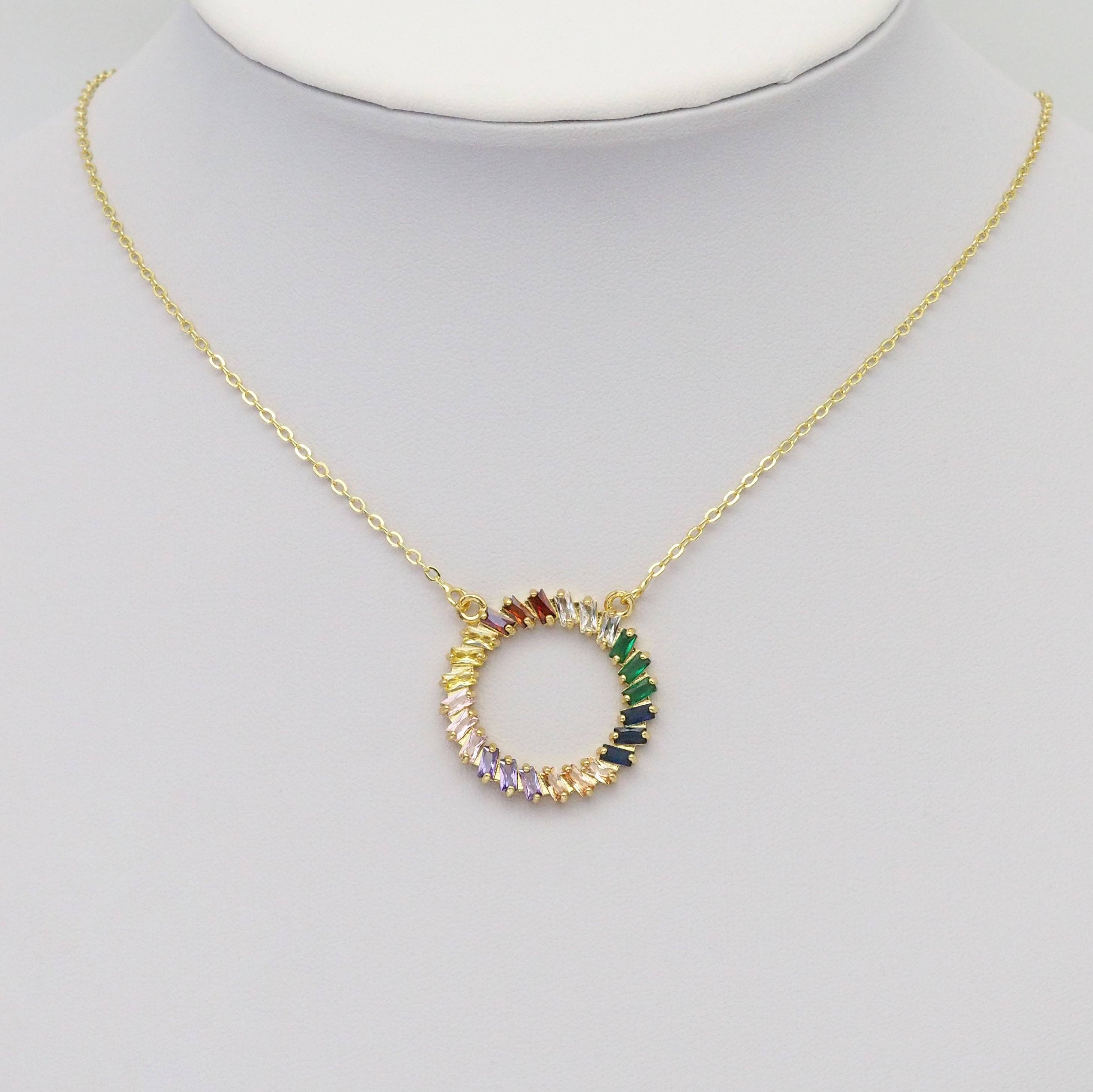 Colorful Baguette CZ Round Ring Charm, Sku#LX308