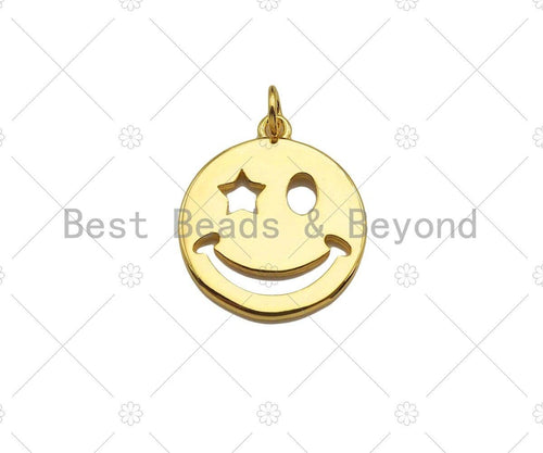 Dainty Gold/Silver Smiley Cute Face Shape Pendant/Charm, Smiley Face Medallion Charm,Necklace Bracelet Charm Pendant,20x18mm, Sku#LK241