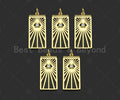 Gold Filled CZ Micro Pave Radial Evil Eye On Rectangle Shape Pendant,18K Gold Filled Charm, Necklace Bracelet Charm,12x25mm,Sku#F1400
