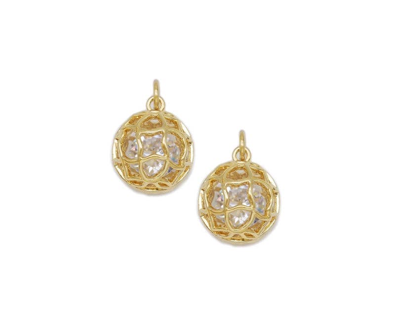 CZ Round Ball with big CZ Inside Charm, Sku#CP43