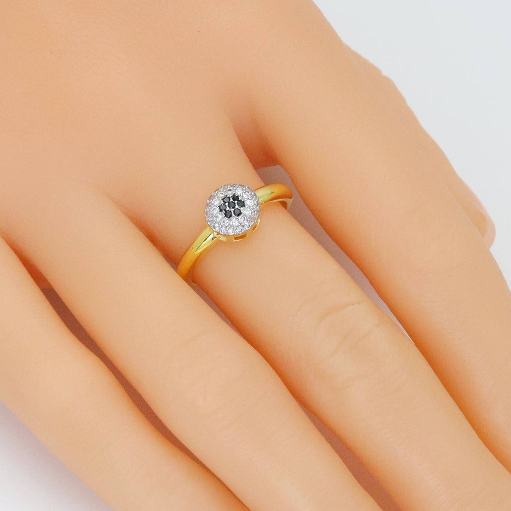 Dual Color CZ Evil eye Adjustable Ring, Sku#Y944