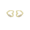 Gold Screw CZ Heart Shape Hoop Earrings, Sku#LX636